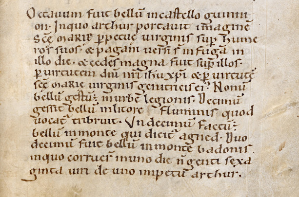 Page de l'Historia Brittonum de Nennius montrant sa mention d'Arthur