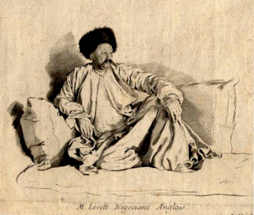   Portrait du marchand de dinde anglais Francis Levett, vêtu d'un costume turc, d'après le tableau de Jean Etienne Liotard